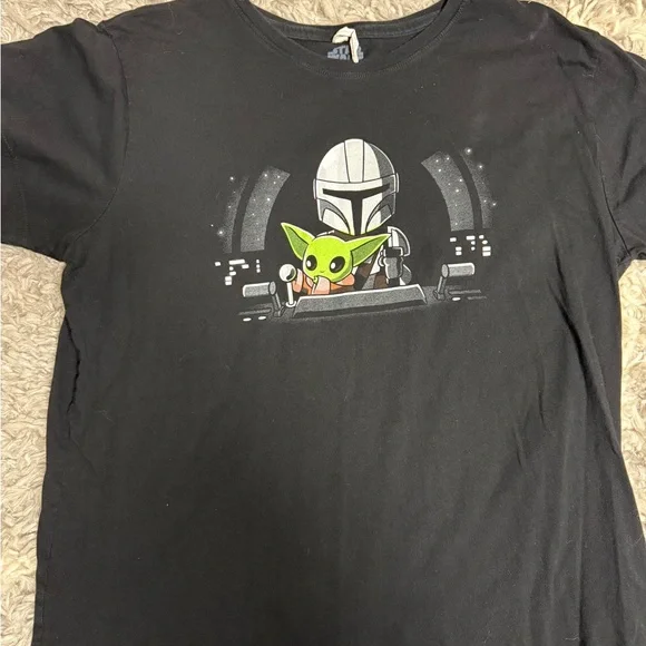 Women’s Star Wars - Mandalorian - Grogu Black Graphic T-Shirt - Picture 2 of 4